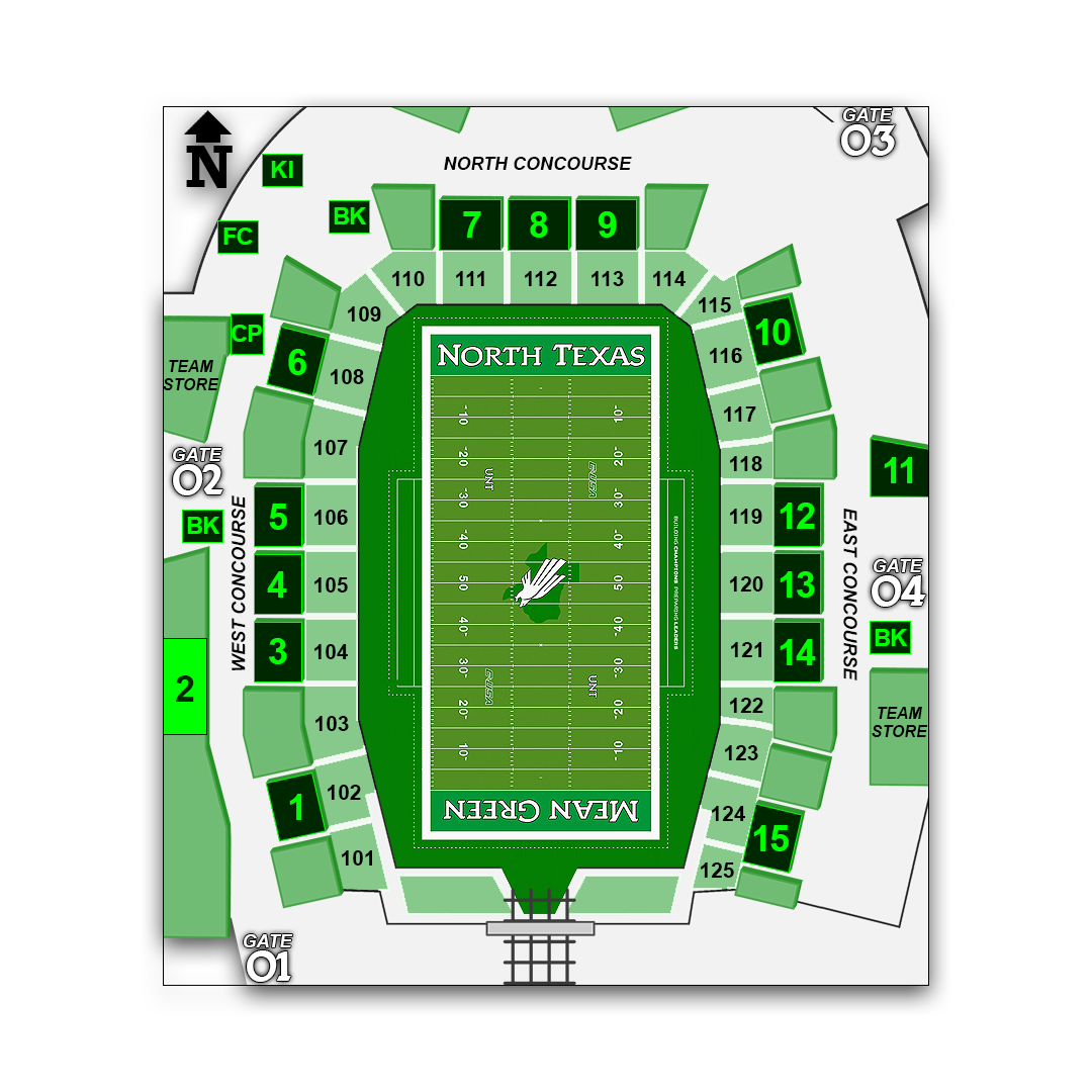 Apogee Stadium concessions map - North Texas Cantina