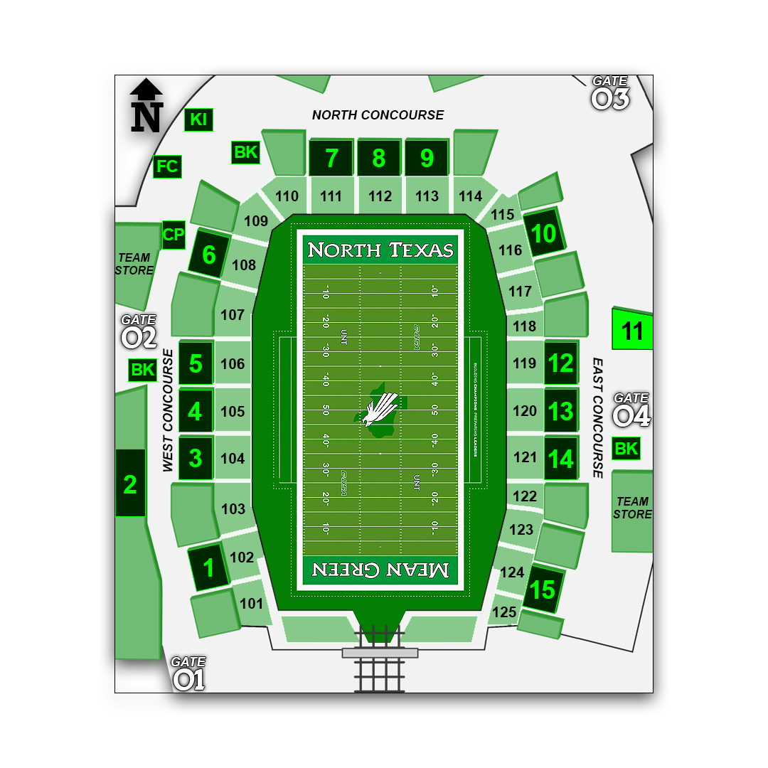 Apogee Stadium concessions map - Nothing Bundt Cakes