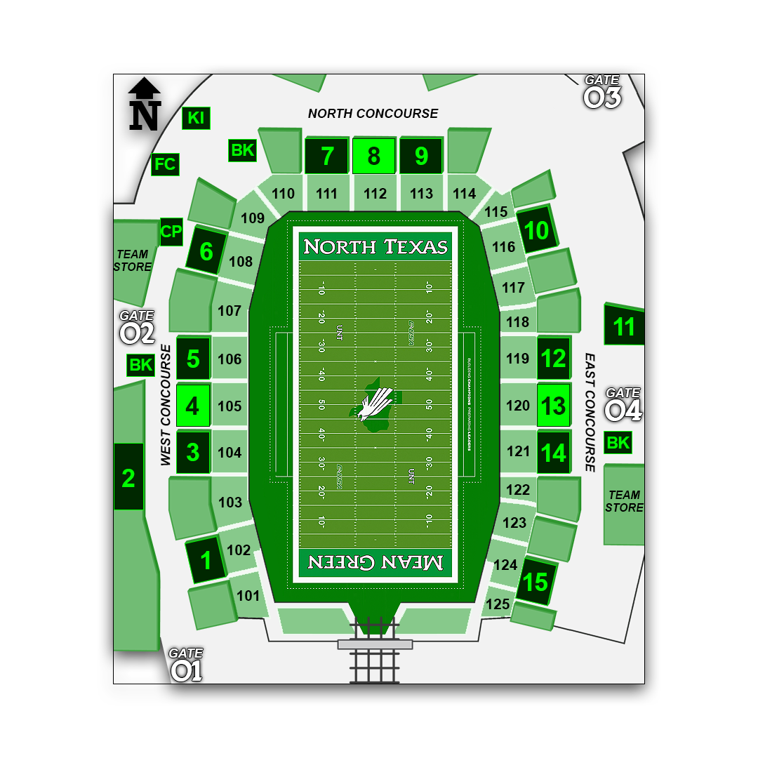 Apogee Stadium concessions map - Scrappy's Favorites