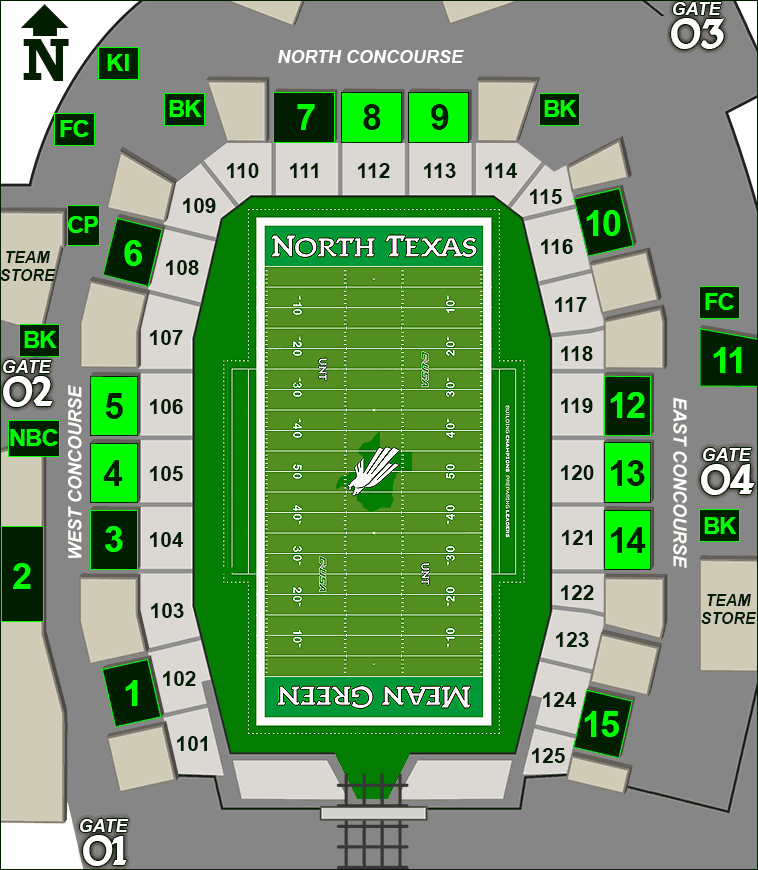 Apogee Stadium concessions map - chicken