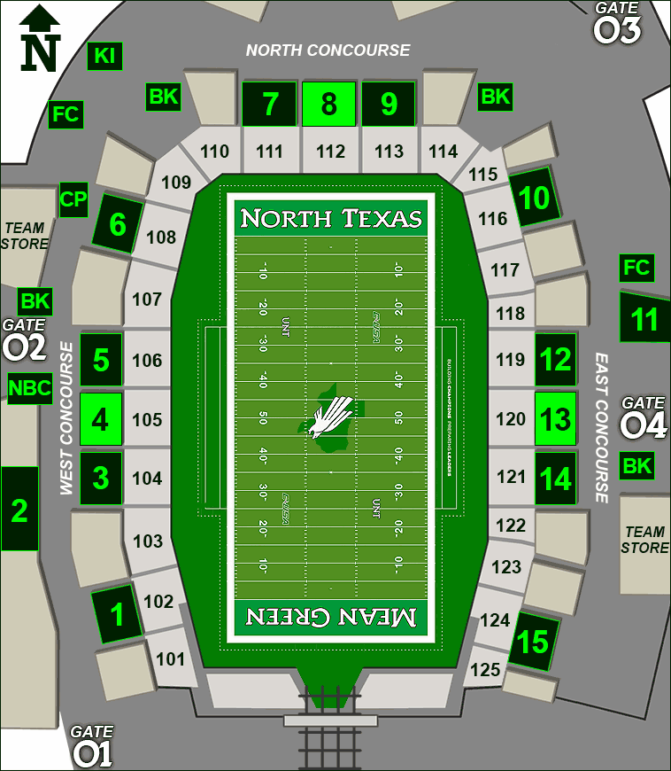 Apogee Stadium concessions map - Scrappy's Favorites