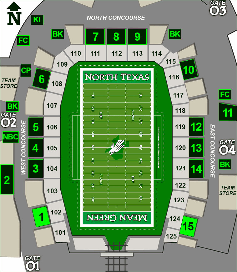 Apogee Stadium concessions map - Tacos